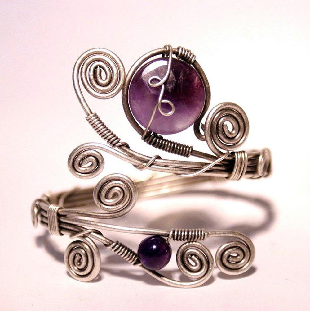 Handmade purple amethyst cuff bracelet