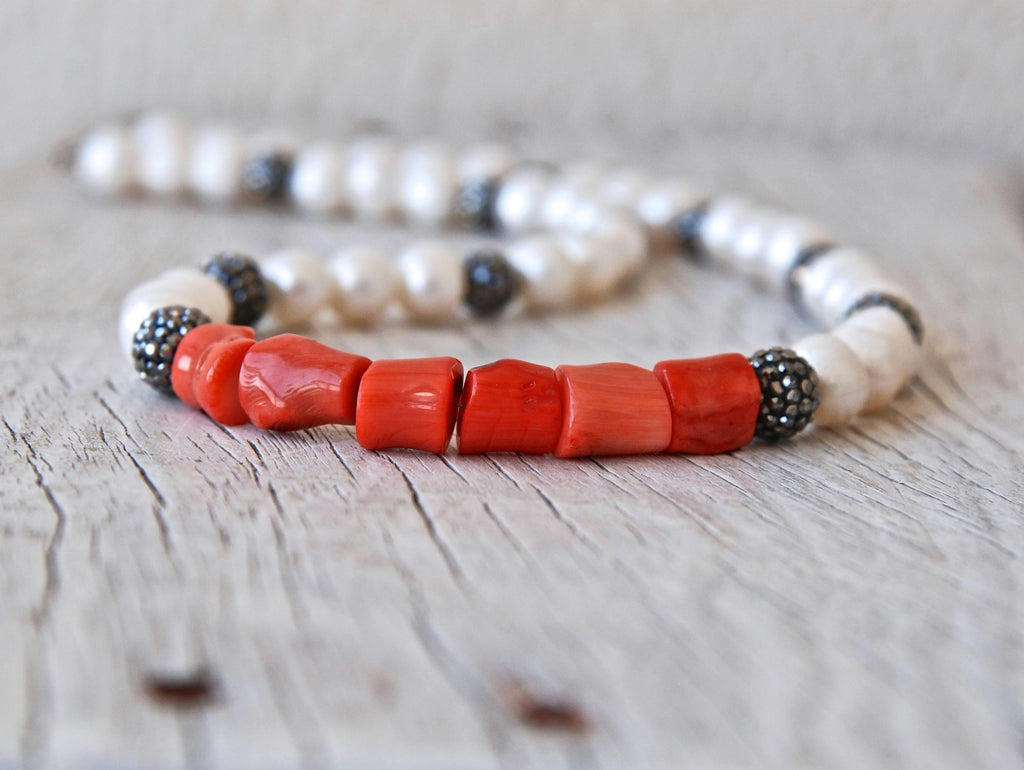 Handmade Baroque Pearl and Pink Gem Layered Necklace