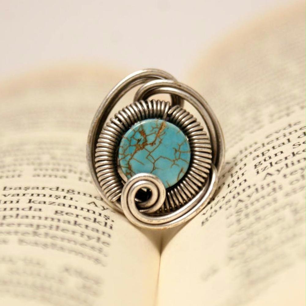 Handmade wire wrap Turquoise Ring