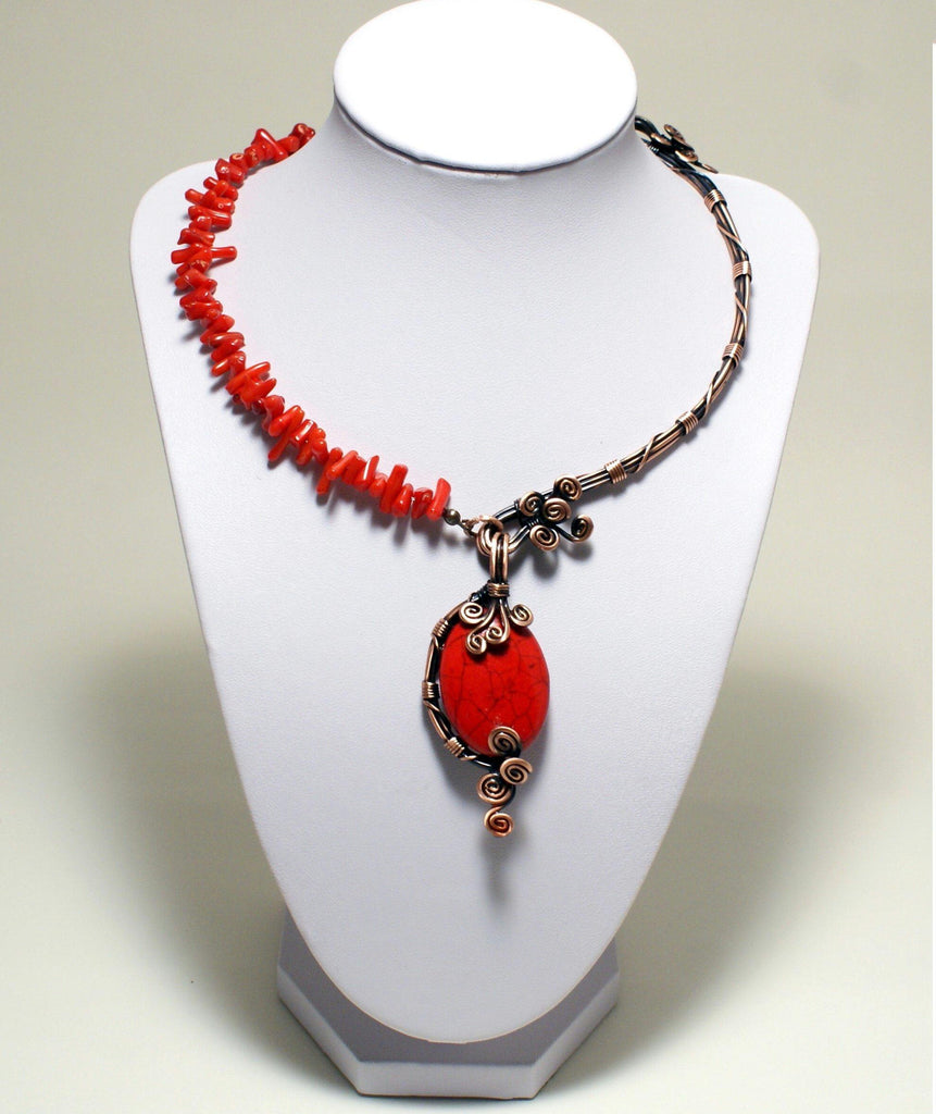Handmade Wire Wrapped Red Necklace