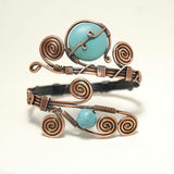 Handmade wire wrapped turquoise cuff bracelet