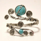 Handmade wire wrapped turquoise cuff bracelet