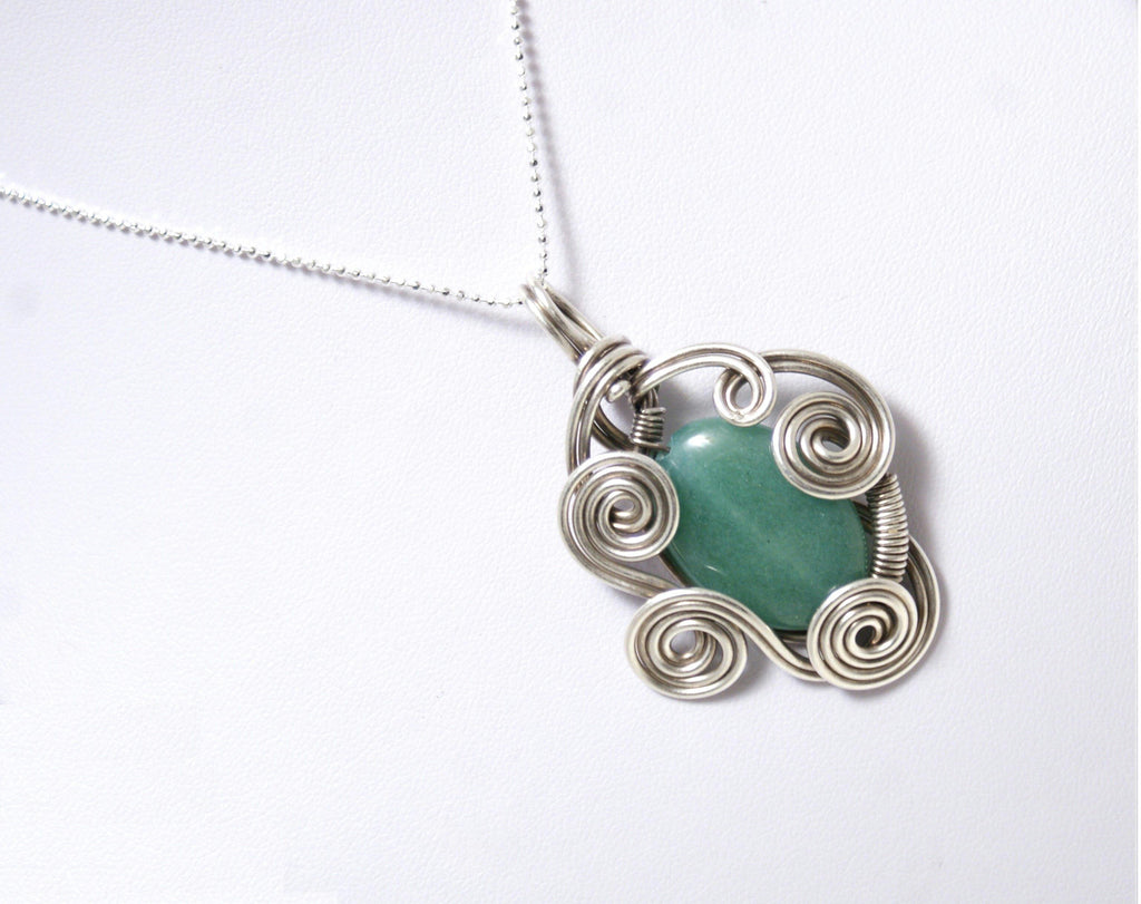 Handmade Aventurine Pendant Necklace, Artisan Jewelry