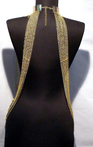 Handmade body chain necklace, gold plated body jewelry