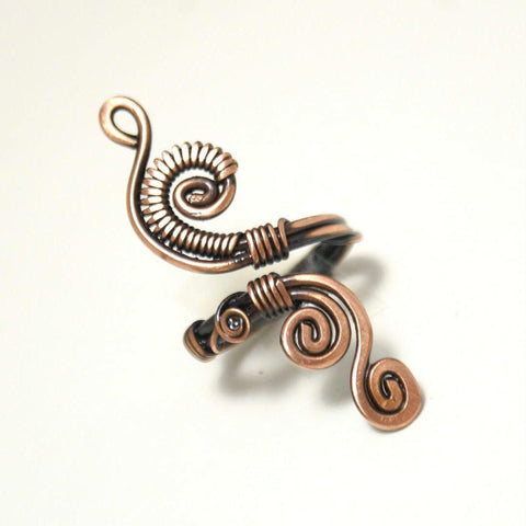 Handmade copper wire wrapped adjustable ring