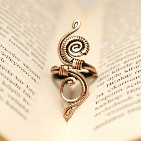 Handmade wire wrapped adjustable boho ring