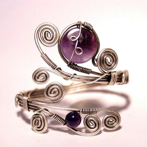 Handmade purple amethyst cuff bracelet