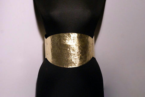 Handmade hammered metal belt, adjustable metal corset belt
