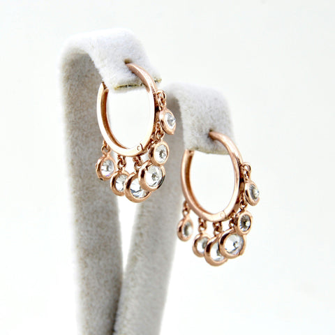 Handmade CZ Disc Charms Huggie Hoops Earrings
