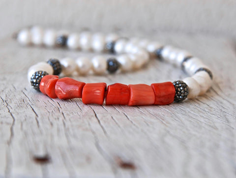 Handmade Baroque Pearl and Pink Gem Layered Necklace