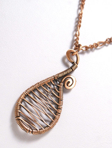 Handmade Copper Pendant, Wire Wrapped