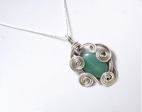 Handmade Aventurine Pendant Necklace, Artisan Jewelry