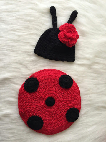Handmade Ladybug Baby Costume, Crochet Photo Prop