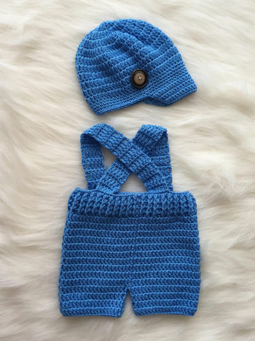 Handmade Newborn Baby Overalls, Baby Photo Prop