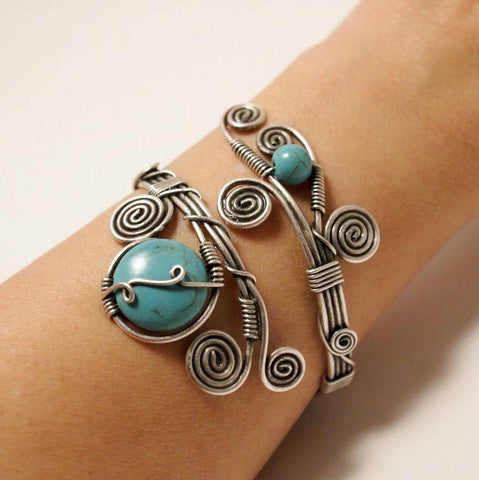 Handmade Wire Wrapped Turquoise Cuff Bracelet