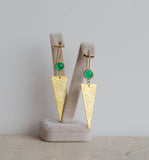 Handmade Silver Triangle Earrings, Dangle Tribal Earrings