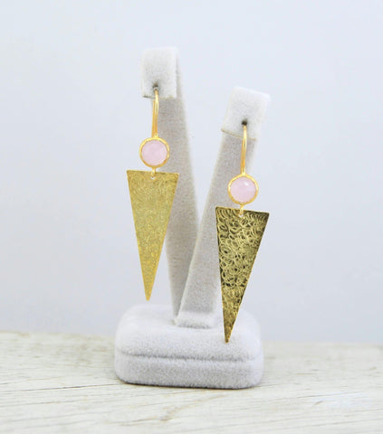 Handmade Silver Triangle Earrings, Dangle Tribal Earrings