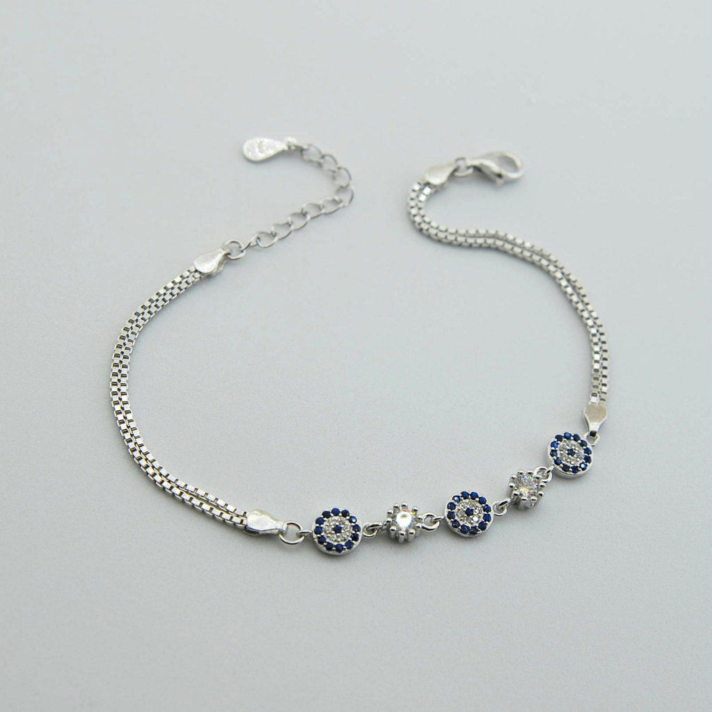 Handmade Evil Eye Bracelet 925 Sterling Silver