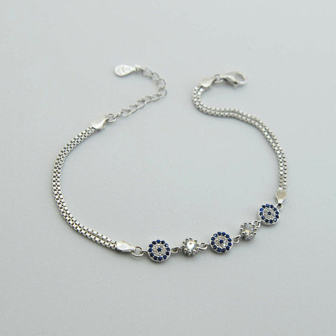 Handmade Evil Eye Bracelet 925 Sterling Silver