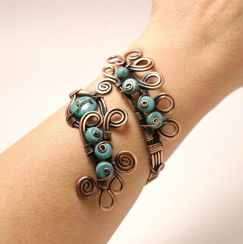 Handmade Wire Wrapped Turquoise Cuff Bracelet