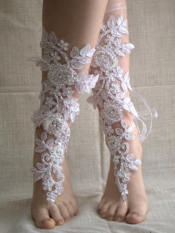 Handmade French Lace Bridal Barefoot Sandals