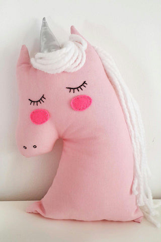 Handmade Plush Animal Doll nursery decor pillow, Pink Unicorn Pink